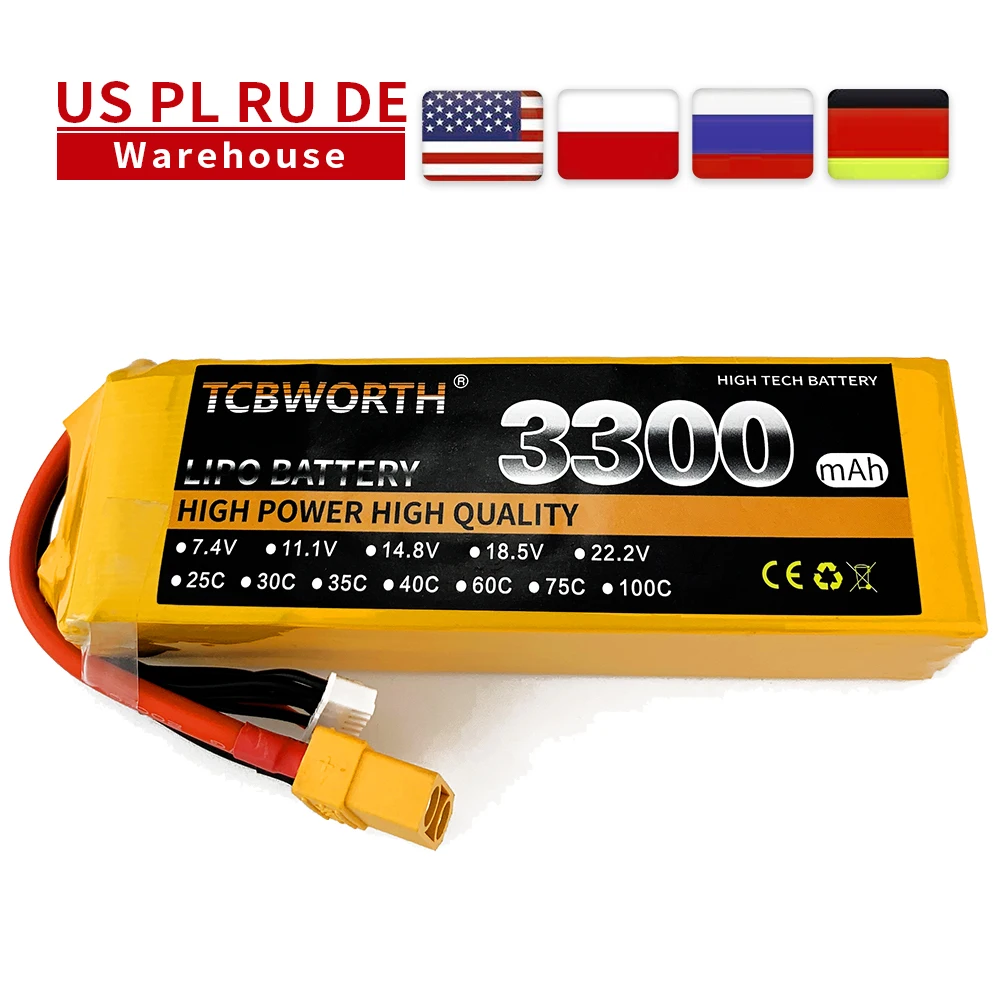 New 3S 11.1V 3300mAh 35C 60C RC LiPo Battery 11.1V For RC Airplane Helicopter Quadcopter Drone Truck Car Boat Toys LiPo 3S