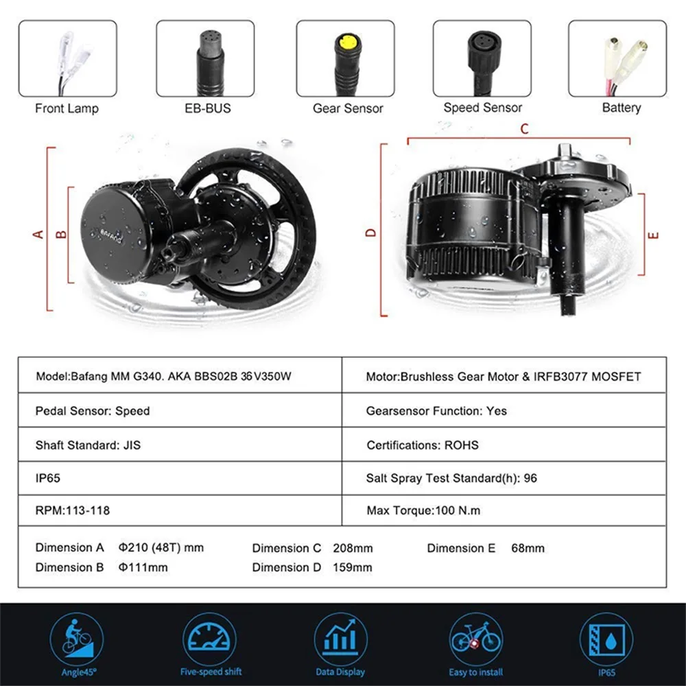 На складе ЕС нет налога! Bafang 36V 350W Электрический конверсионный набор для