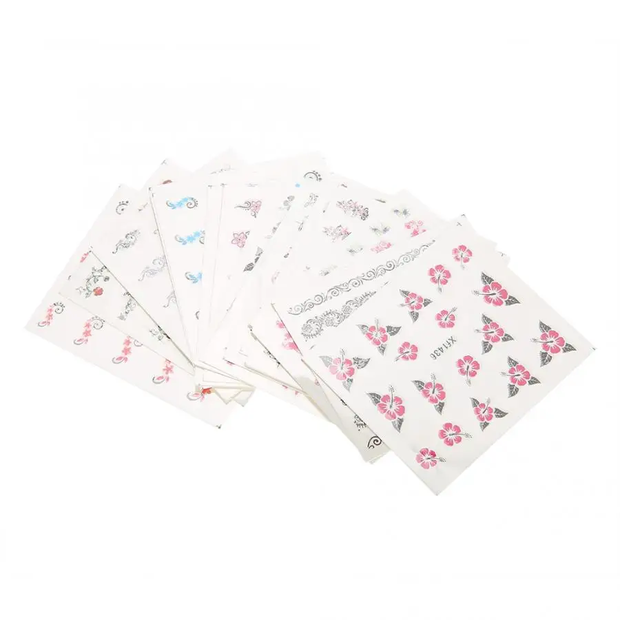 50 листов наклейки для дизайна ногтей смешанные цветы искусственная наклейка