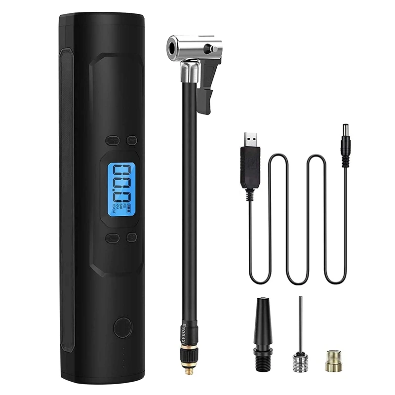 

Portable Air Compressor Electric Air Pump 150PSI with Pressure Gauge Rechargeable LED Lamp for Car, Motorcycle, Ball