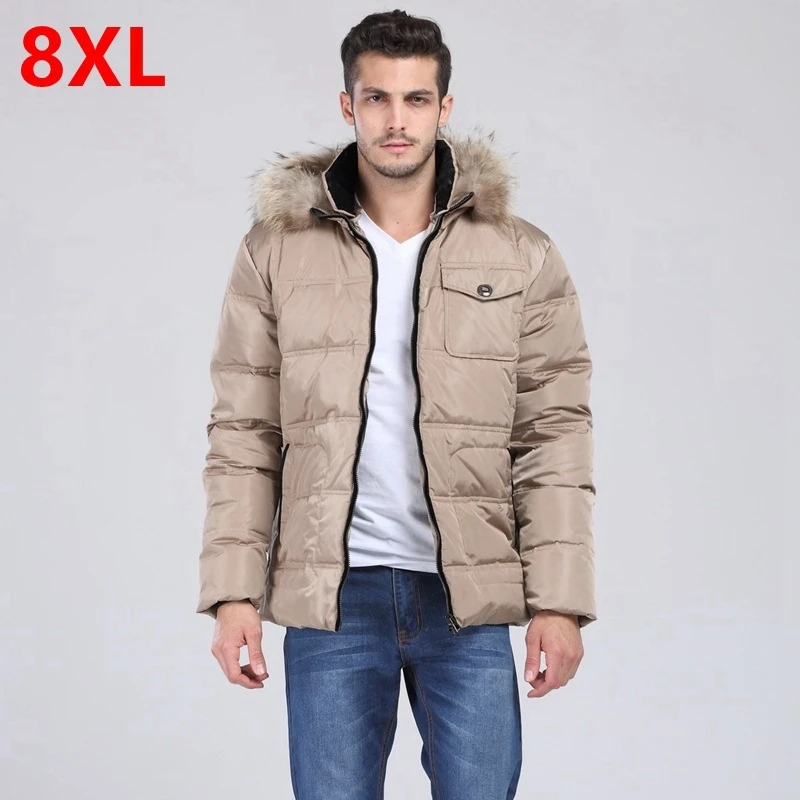 Are new men's big yards to wear down warm fur collar with fertilizer increased fat leisure jacket 8XL 7XL 6XL 5XL 4XL 3XL | Мужская