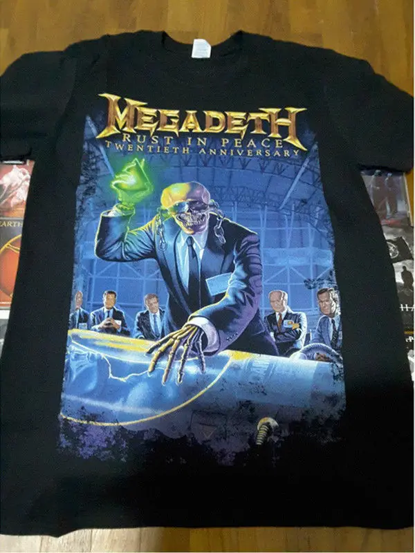 Горячая новинка редкий винтажный Megadeth ржавчина в мире 20th Юбилейная рубашка Перепечатка Новые Топы оптом тройник пользовательские Environtal печатных Tshi