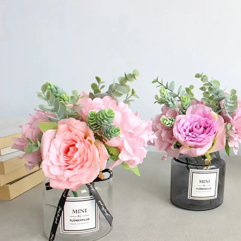 

European Wedding Simulation Flower Rose Peony Letter Bouquet Banquet Decoration Artificial Flower Cheap Fake Flower