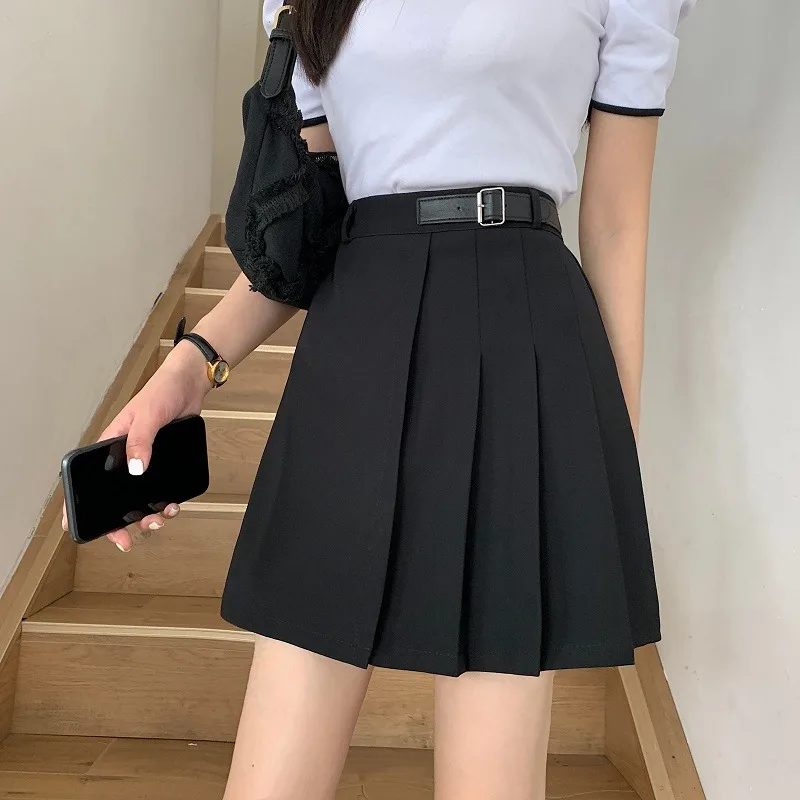 

HELIAR Women Harajuku Pleated A-line Skirts Preppy Wide Leg High Waist Mini Skirts For Women 2022 Spring
