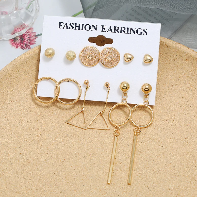 Серьги Seanlov Женские Геометрические круглые с кисточками в виде Золотой Звезды 6