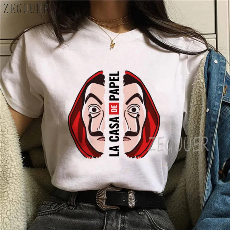 

Money Heist футболка в стиле хип-хоп для женщин La Casa De Papel House of Paper футболка Женские Ulzzang Топы 90s парная одежда полиэстер 2020