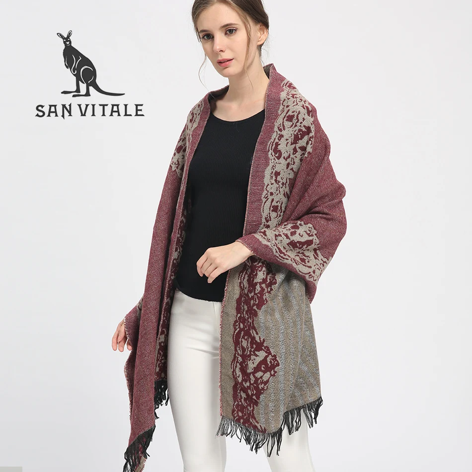 

Женские шарфы SAN VITALE, шали, зимний теплый шарф, роскошные брендовые мягкие модные шали, шерстяные кашемировые шелковые пледы, Женская бандан...