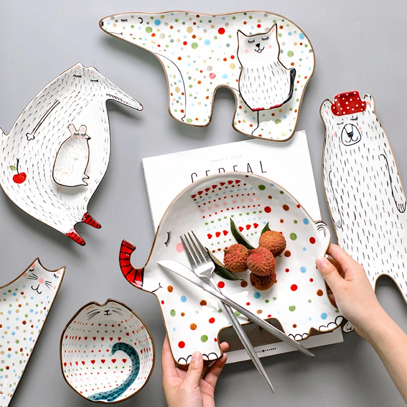 Творческий миска с рисунком животного из мультфильма Керамика прекрасная еда