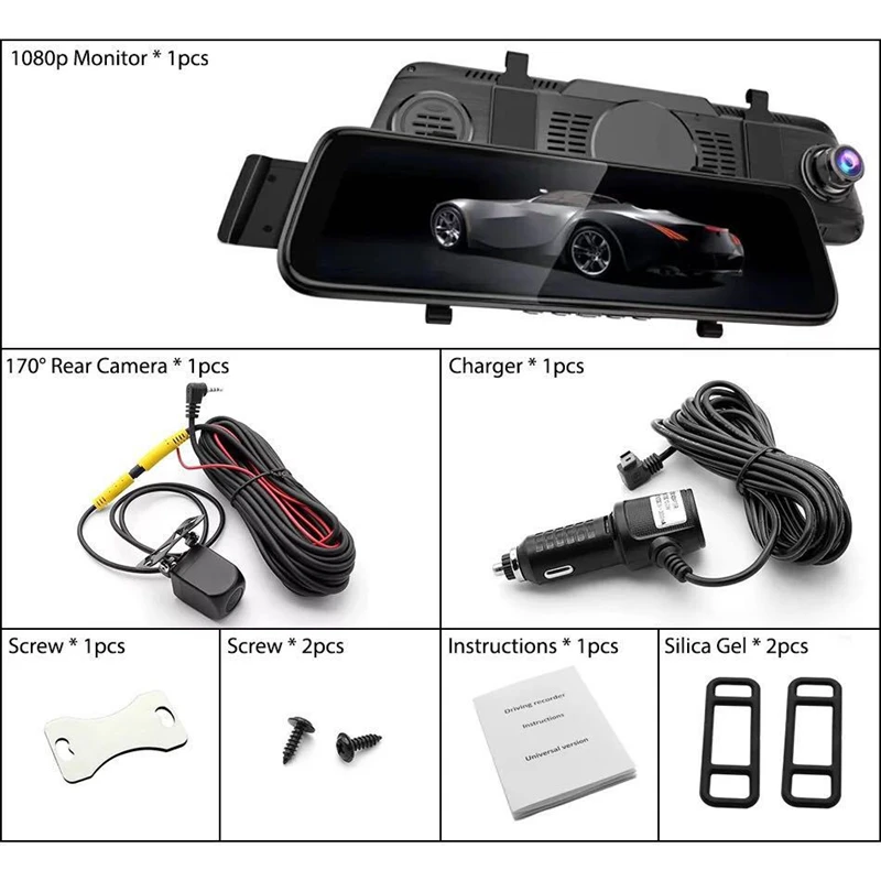 

10inch Dash Cam Video Recorder Dashcam Full HD Streaming Media Driving Recorder HD Night Vision Driving Recorder Car Camera