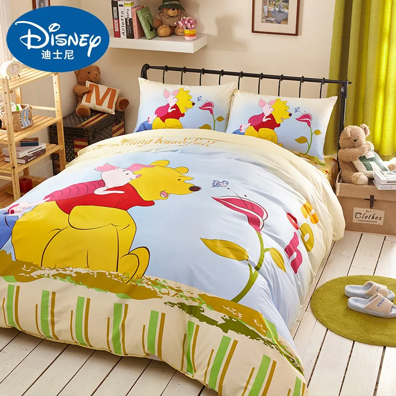 Disney Home Spinning Animation Winnie The Pooh Tigger Bedding Set Cute Duvet Quilt Cover Pillowcase Children Bedroom Decoration