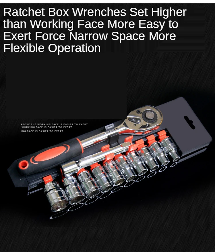 

12-piece set of auto repair tools ratchet quick socket wrench car on-board hardware box combination