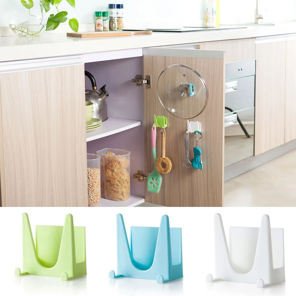 

Wall Housekeeper Plastic Kitchen Pot Pan Cover Shell Cover Sucker Tool Bracket Storage Organizer Rack Hanger Storage Holder