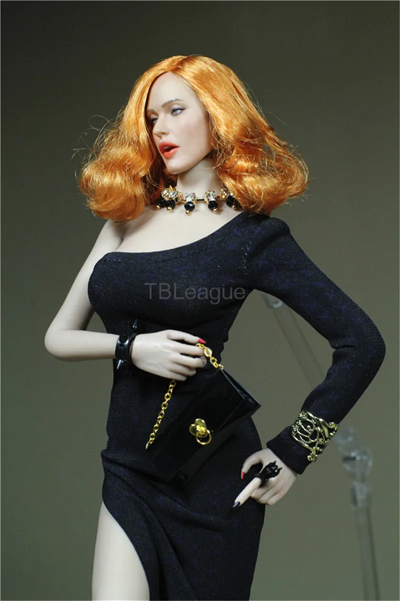 

Tbleague 1/6 Scale Black Evening Dress Night Lilac Female Soldier Longuette for 12in Action Figure Doll Toys