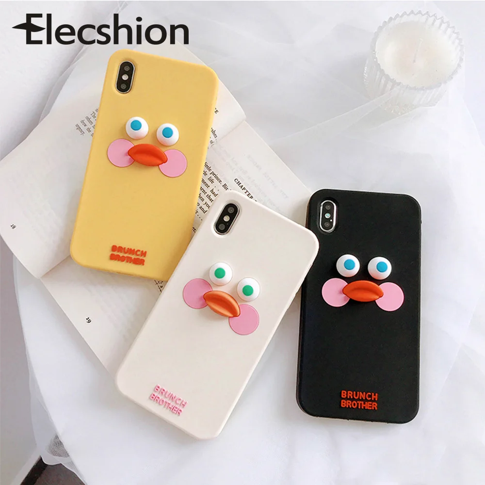 Забавный мультяшный чехол для iPhone 7 6 8 телефона 6S Plus с желтой уткой красивый