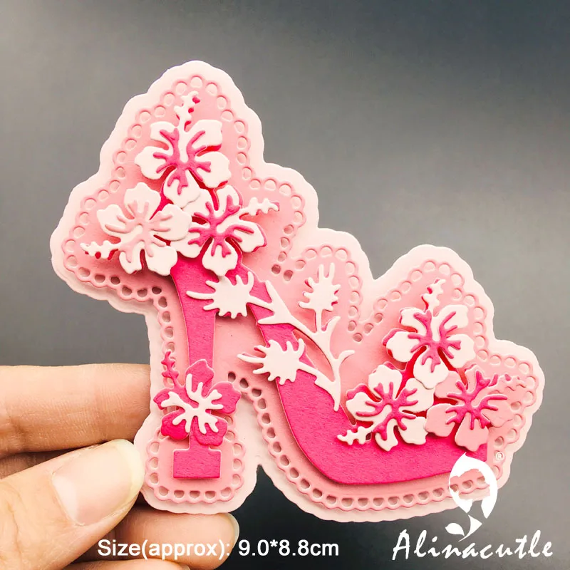 Металлическая высекальная Цветочная обувь на высоком каблуке Скрапбукинг