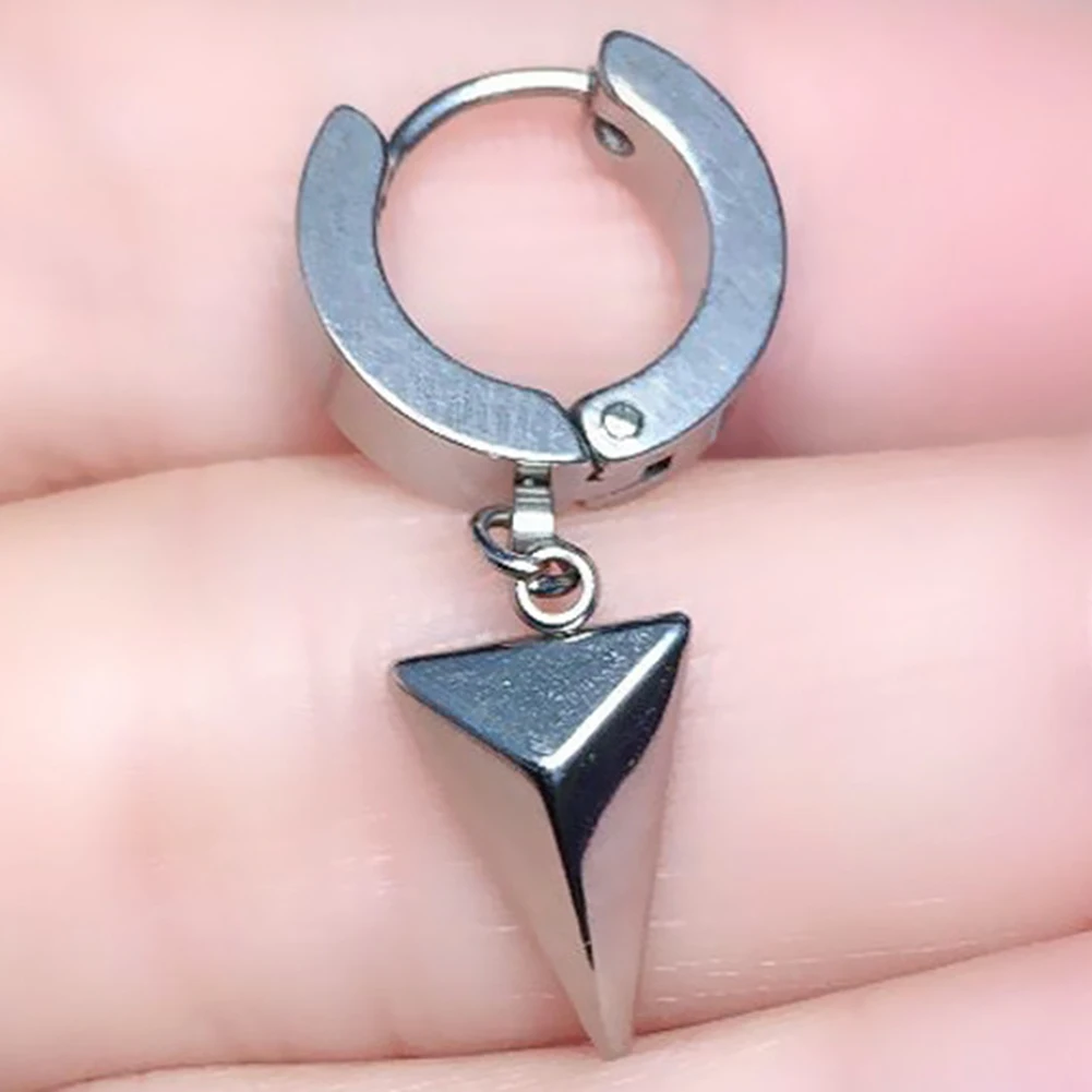 Корейские крутые серьги в стиле панк для мужчин и женщин треугольные висячие из