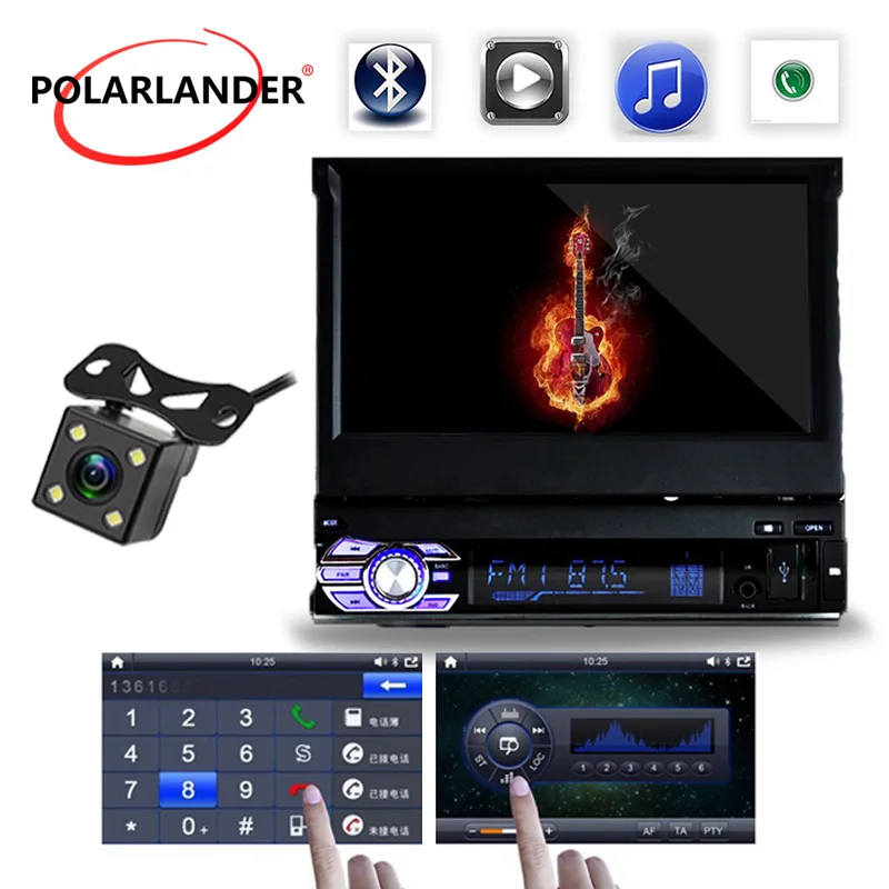 Reclutable 1 DIN 7 дюймов автомобильное радио Зеркало Ссылка HD сенсорный экран MP5 MP4 плеер Bluetooth USB/TF/FM Поддержка камеры заднего вида 3 языка - Цвет: with camera