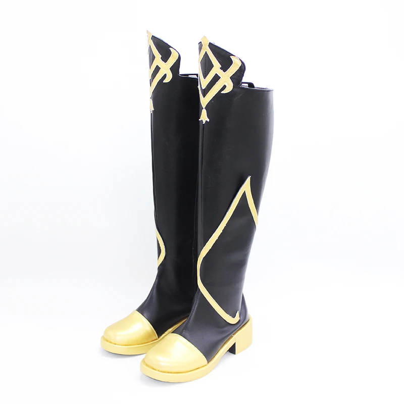

Hot Game Cosplay Shoes Role Aether Middle-Heeled Black Long Boots Cos High Boots Anime Peripheral