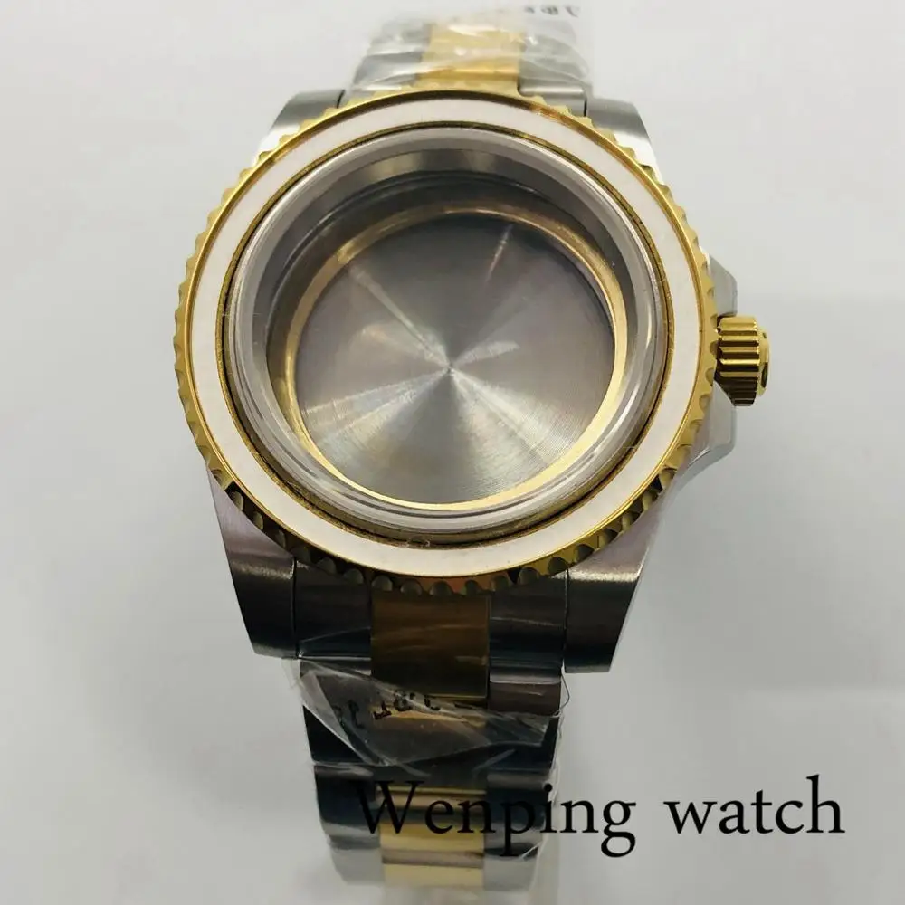 40 мм Золотой Мужской чехол сапфировое стекло корпус из нержавеющей стали 316L