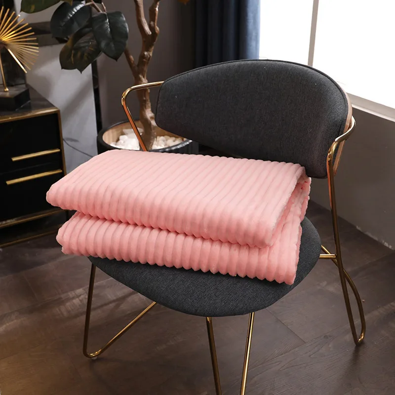 

Solid Soft Quilted Flannel Blankets For Beds Striped Throw Sofa Cover Bedspread Winter Warm Blankets 150x200/180x200/200*230cm