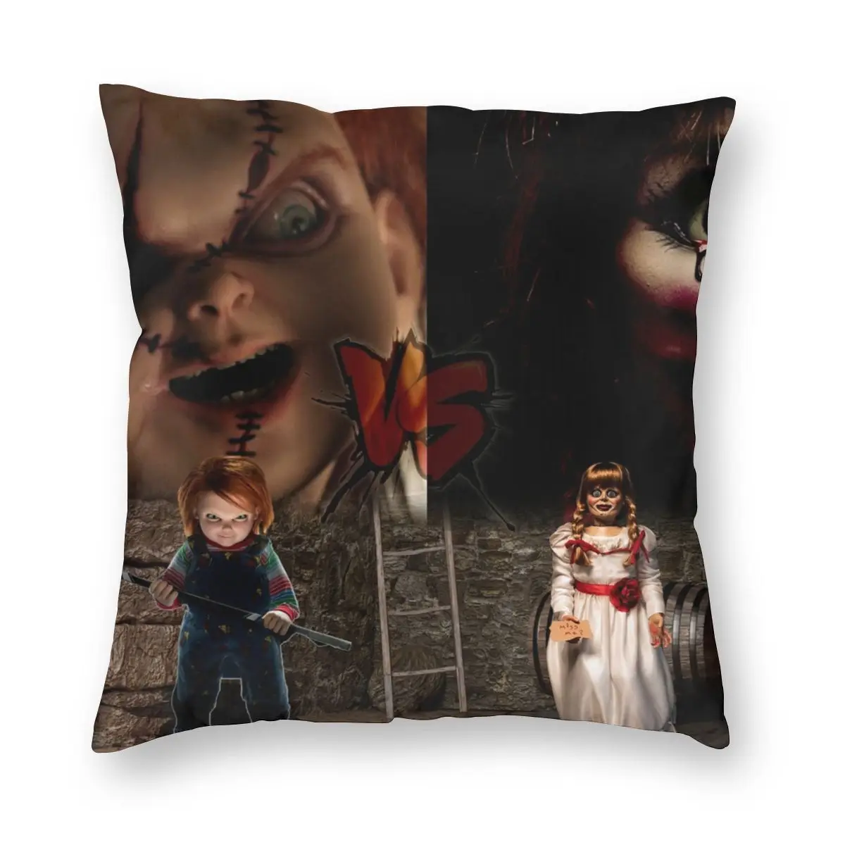 Chucky Vs Annabelle Horror Movie Theme Pillowcase Double-sided Printing Cushion Cover Decor Doll Throw Pillow Case Cover Home
