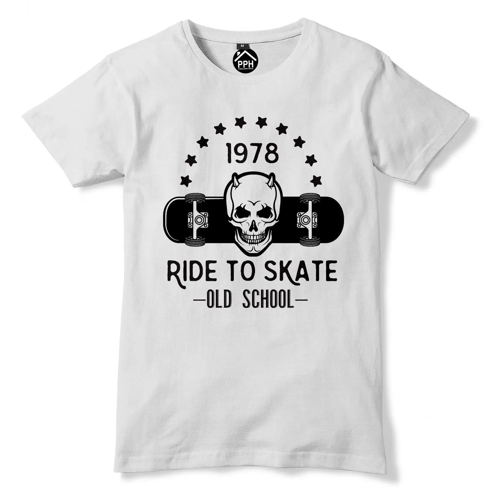 Футболка с надписью Ride to Skate топ для скейтборда в старой школе футболка