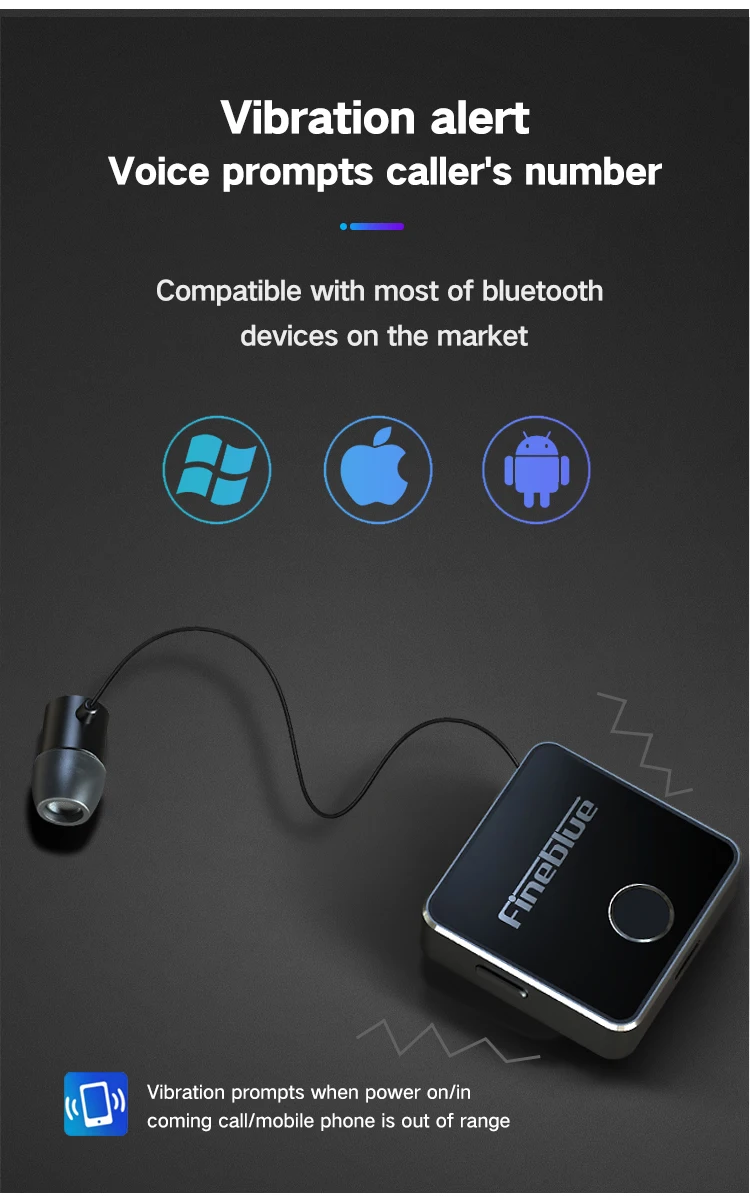 FineBlue F1 Wireless Bluetooth V5.0 Wear Clip Earphone for Smartphone