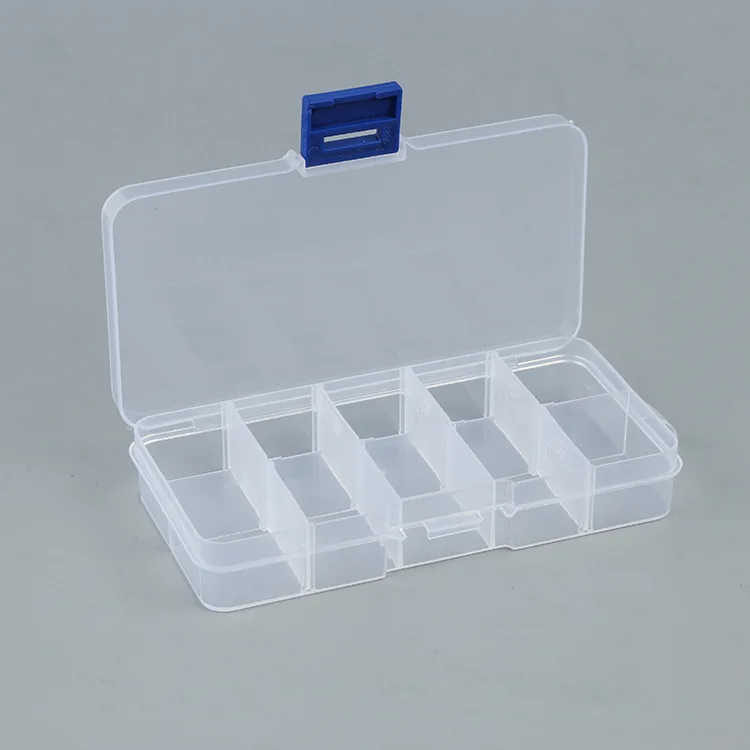 

10 Grids Compartments Plastic Transparent Organizer Jewel Bead Case Cover Container Storage Box for Jewelry Pill