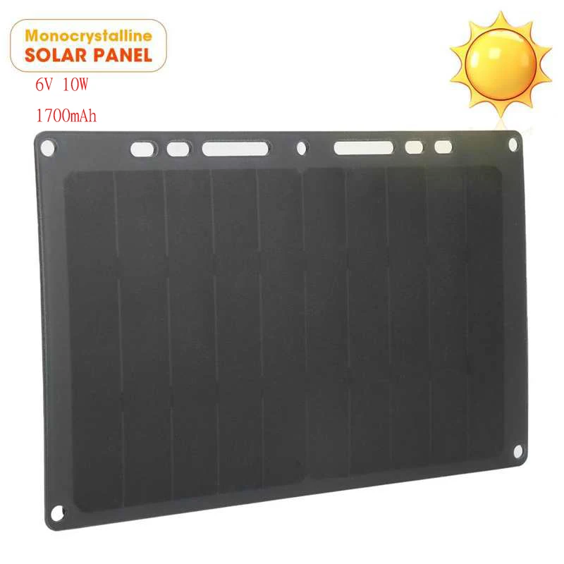 

6V 10W 1700mAh Monocrystalline Solar Panel Portable USB Charger Phone Charging IP65 Waterproof with 4 small eyelets