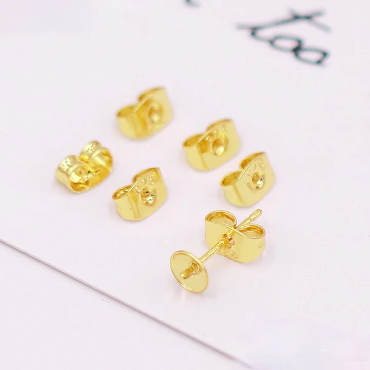 

10pcs/lot Metal Copper Gold Blank Post Earring Studs Base Pins with Earring Plug Findings Ear Back for DIY Jewelry Making