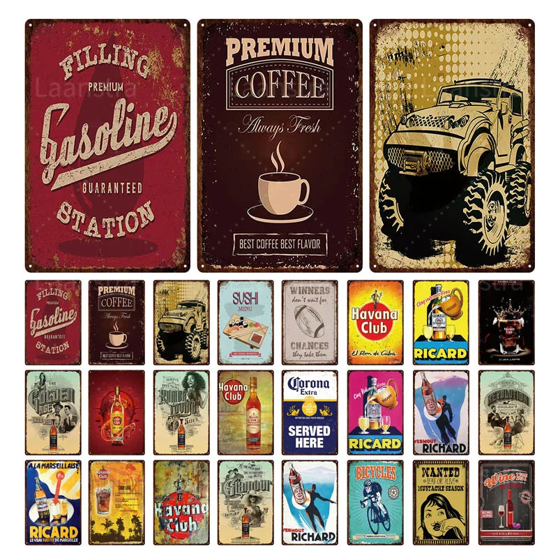 

Ricard Havana Beer Retro Metal Sign Iron Painting Havana Club Wall Decor Art Pictures Tin Sign For Decorating Man Cave Pub Club