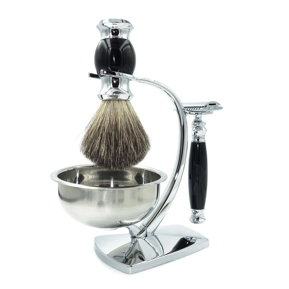 Набор для бритья iRAZOR мужской с лезвиями и кисточкой из барсука |