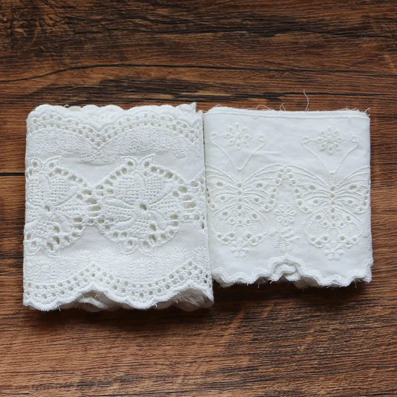 Роскошная белая хлопок с цветочной вышивкой кружевной воротник тканевый