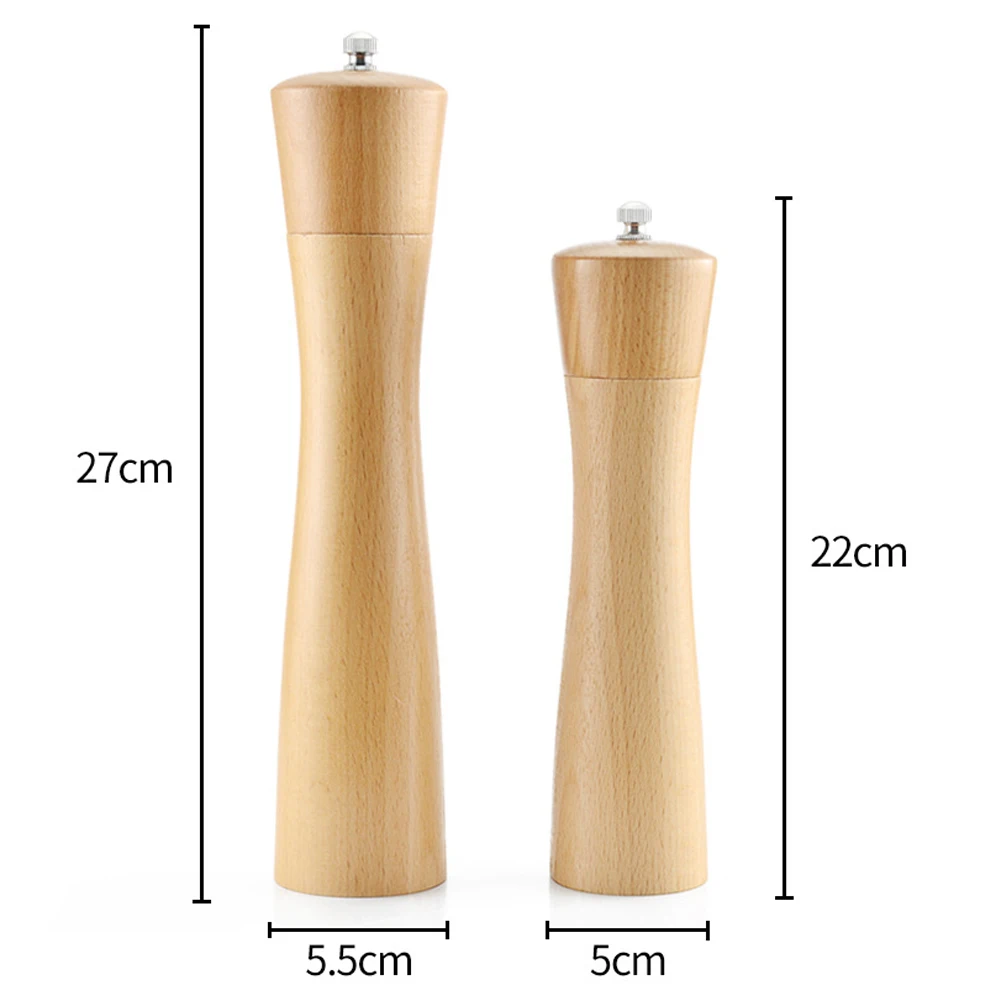 

8/10inch Beech Wood Salt & Pepper Mill Herb Spice Manual Ceramic Grinder Shaker