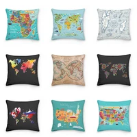 double sided world map cushion cover polyester throw pillow covers sofa home decor decoration decorative pillowcase