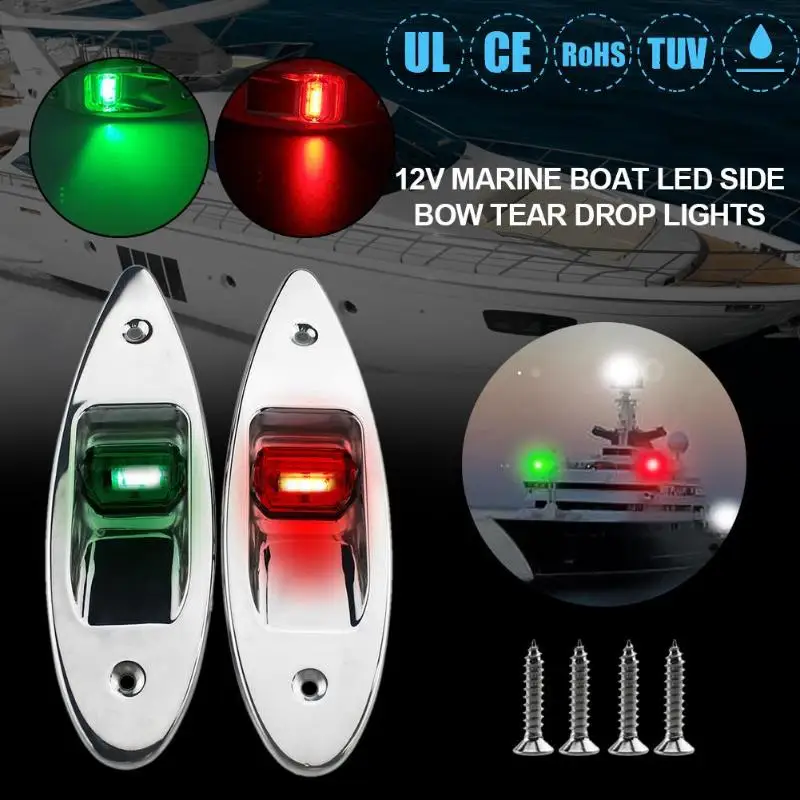 

1 пара красных и зеленых светодиодов с утапливаемым креплением для морской лодки, домов на колесах светодиодный ные боковые навигационные о...