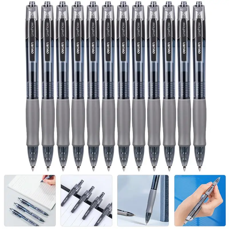 

12Pcs Pressed Gel Pens 0.5mm Gel Pens Bullet Tip Pens Student Stationery