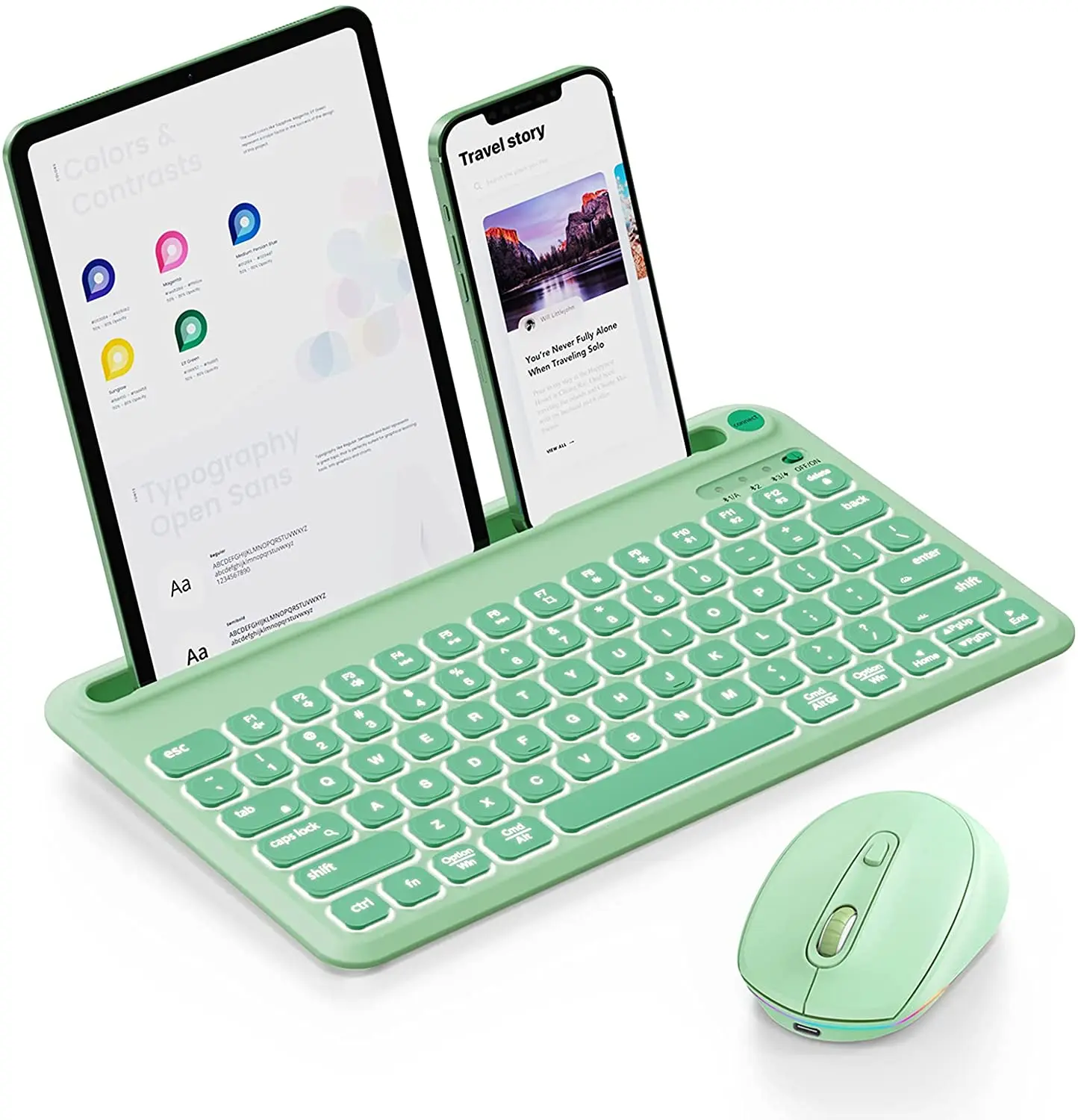 

Bluetooth-клавиатура и мышь с подсветкой, беспроводная клавиатура с подсветкой для нескольких устройств, RGB-мышь для Mac OS, нового iPad 10,2, iPad Air