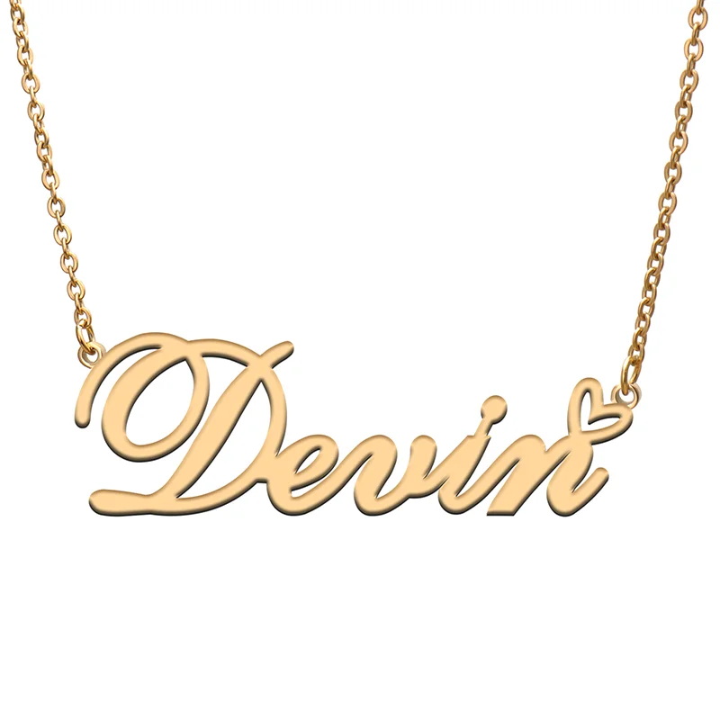 

Devin Name Tag Necklace Personalized Pendant Jewelry Gifts for Mom Daughter Girl Friend Birthday Christmas Party Present