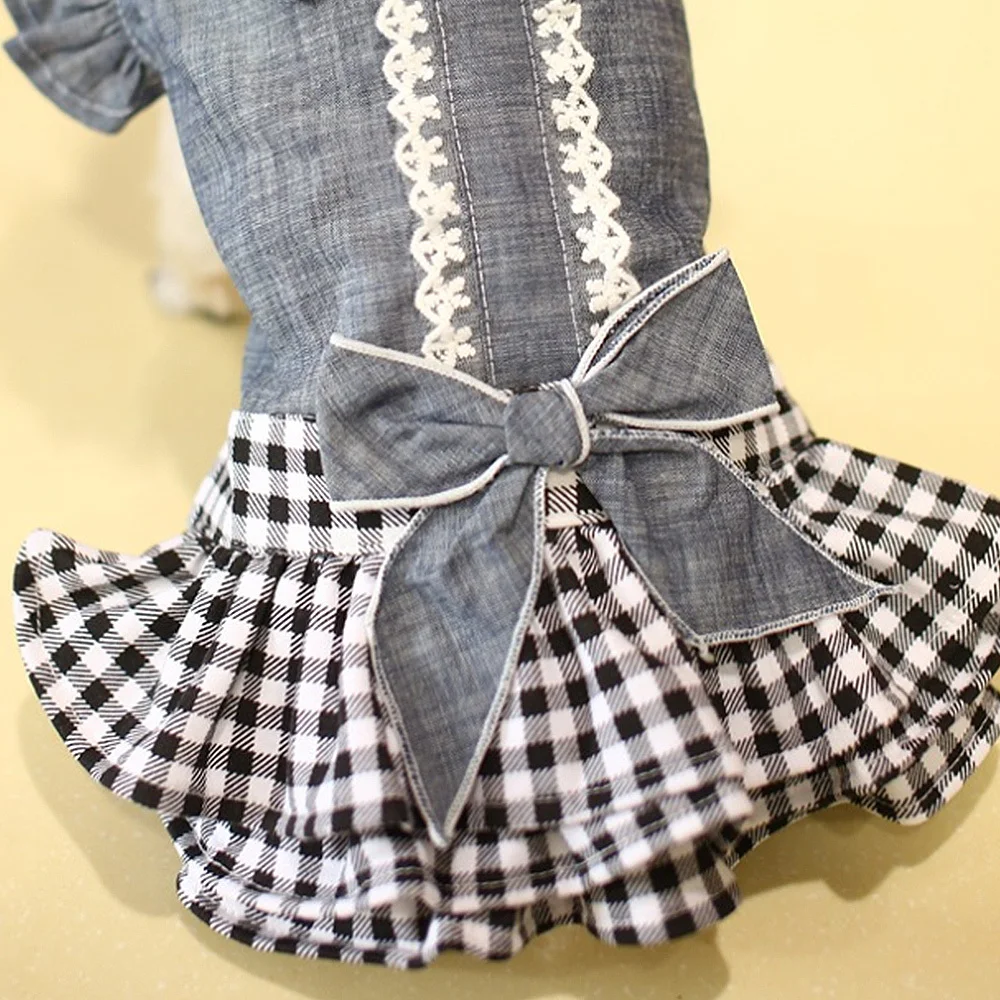 Милая Одежда для собак джинсовое платье модная юбка домашних животных одежда