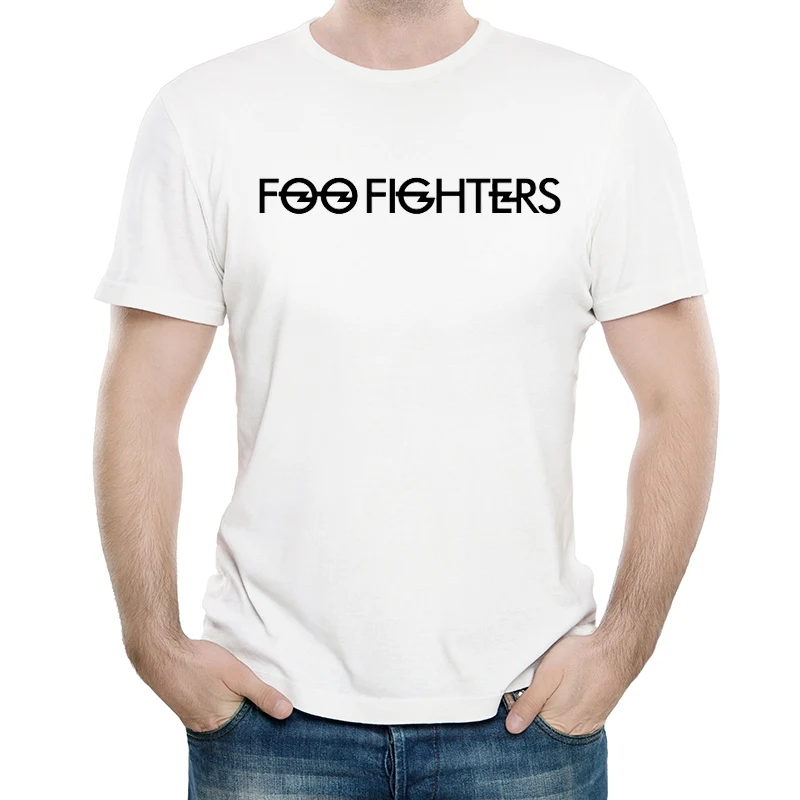 1 Foo fighers футболка белого цвета Мужская мода короткий рукав Foo fighers логотип футболка Майки футболки унисекс футболка - Цвет: 1