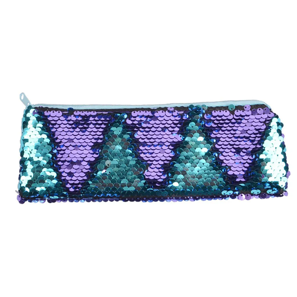 Женская косметичка с блестками цветная двухсторонняя на молнии кошелек для