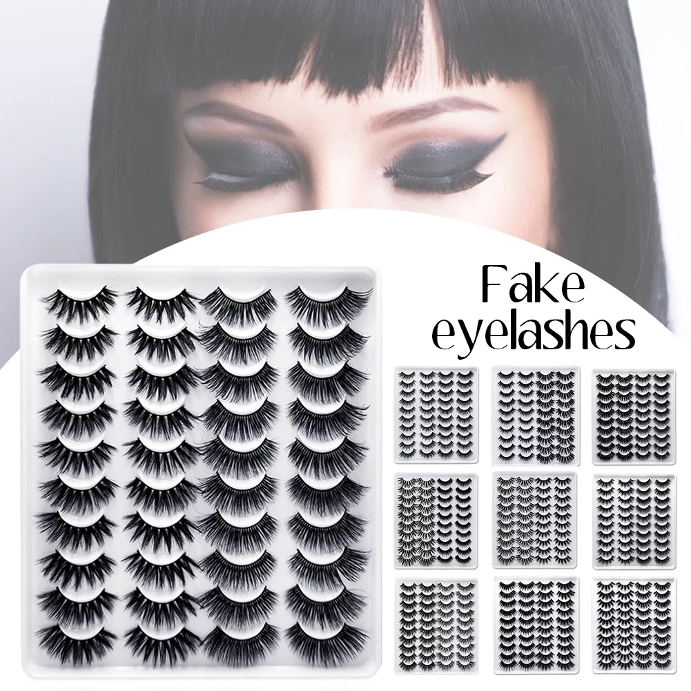 

40Pcs Flase Eyelashes 6D Faux Mink Eyelash Natural Look Reusable Handmade Eyelashes for Party Club Bar Daily Wearing Support CSV