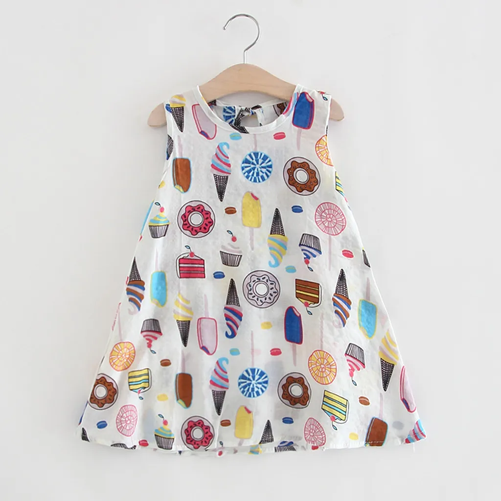 Small fresh fashion hot sale dress toddler baby child girl sleeveless ice cream cake print nice платье для девочки 50* |