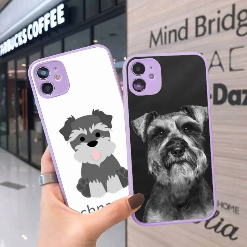 

Lovely Dogs Schnauzer Phone Case Matte Transparent for iPhone 7 8 11 12 s mini pro X XS XR MAX Plus cover funda