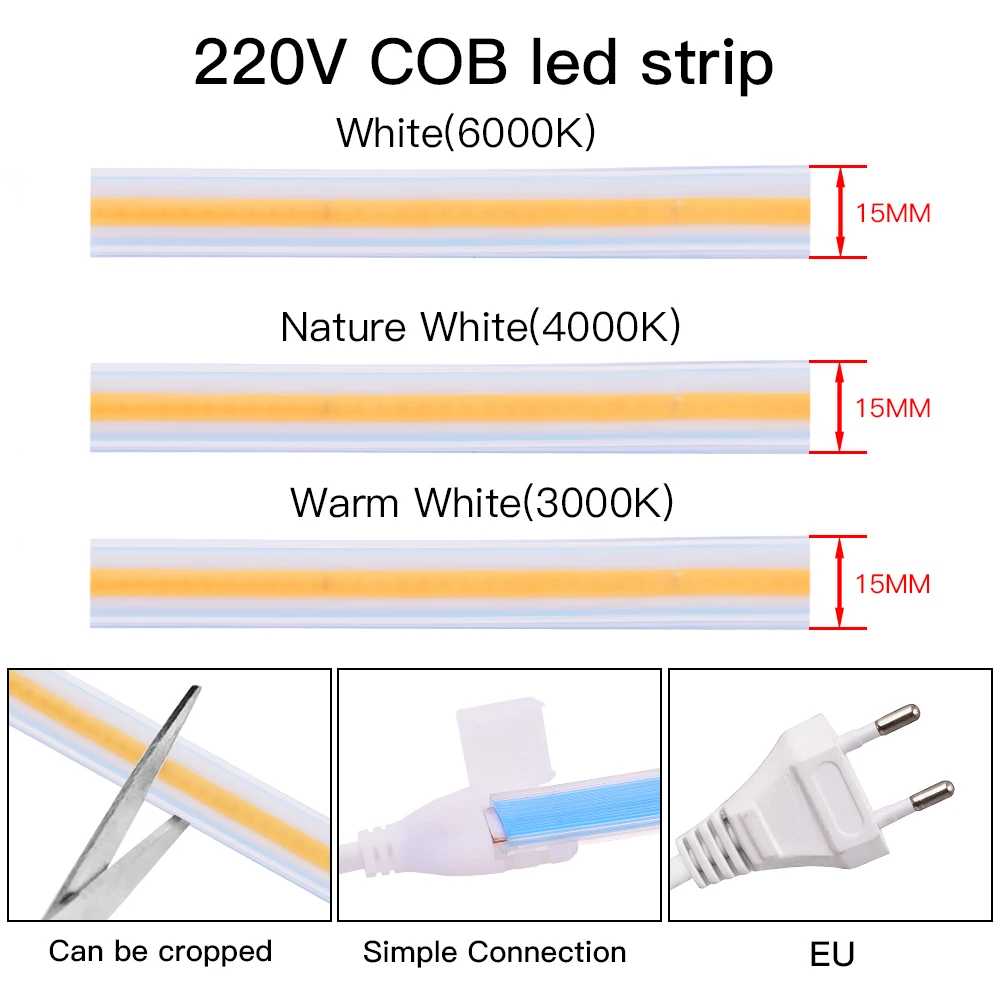 Светодиодная лента 220 В переменного тока COB IP67 водонепроницаемая инженерное