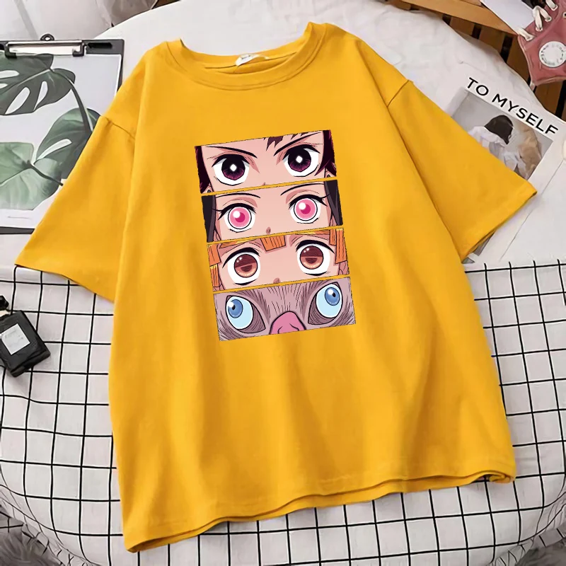 

Demon Slayer Print Oversized T-shirt Woman Casual Short Sleeve Cotton T shirt Fashion Hip Hop Plus Harajuku Female Tee Shirt