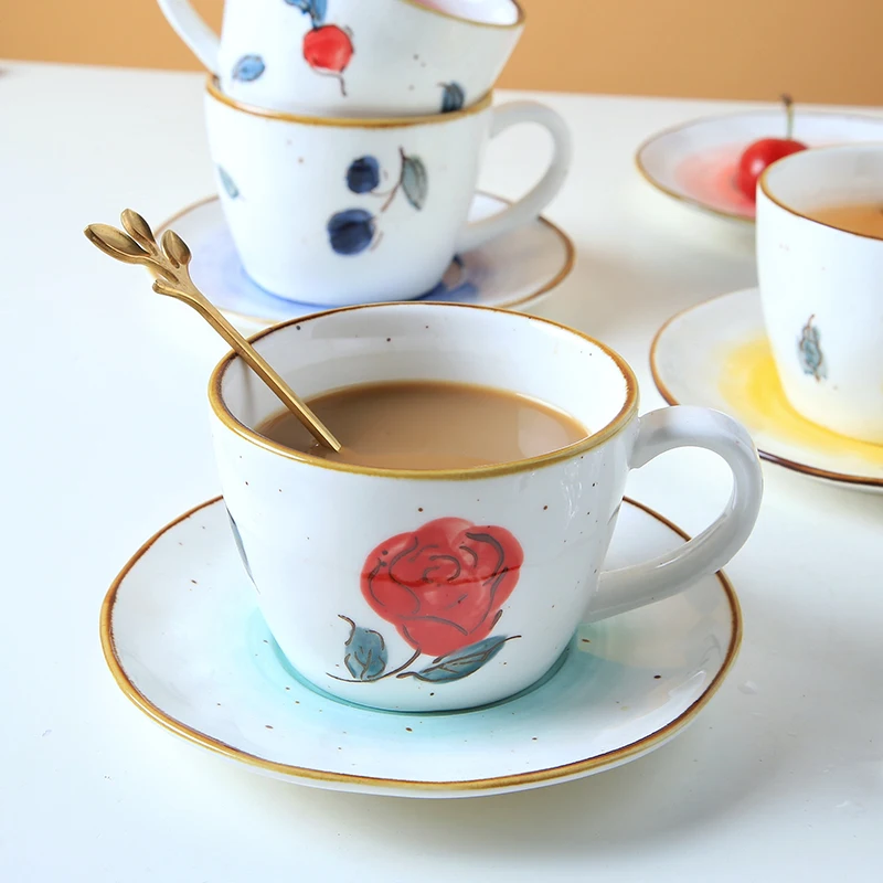 Керамическая кофейная чашка с ручной росписью наборы блюдец креативная