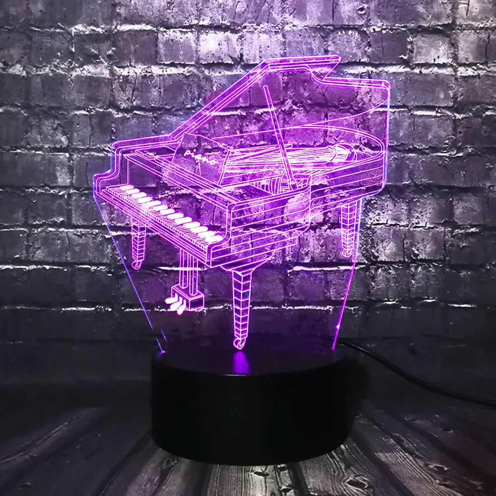 Музыкальный инструмент Ретро пианино 3D USB светодиодный светильник 7 цветов Лампа