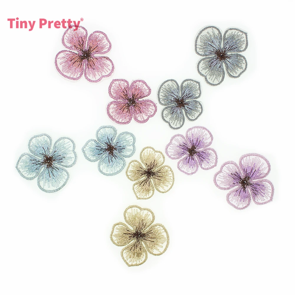 

50PCS Embroided Floral Petals Chiffon Blossom Flowers DIY Craft Accessory for Jewelry Making, Hair Clips, Barrettes